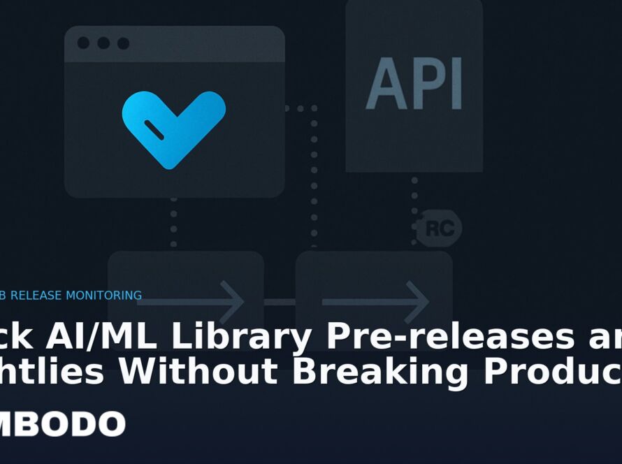 Illustration for the Kimbodo News & Research briefing “Track AI/ML Library Pre‑releases and Nightlies Without Breaking Production” (GitHub Release Monitoring).