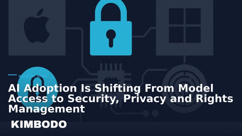 Illustration for the Kimbodo News & Research briefing “AI Adoption Is Shifting From Model Access to Security, Privacy and Rights Management” (Industry News).