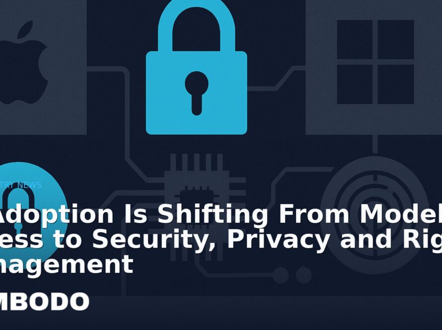 Illustration for the Kimbodo News & Research briefing “AI Adoption Is Shifting From Model Access to Security, Privacy and Rights Management” (Industry News).