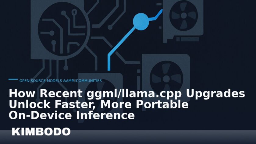 Illustration for the Kimbodo News & Research briefing “How Recent ggml/llama.cpp Upgrades Unlock Faster, More Portable On‑Device Inference” (Open-Source Models & Communities).