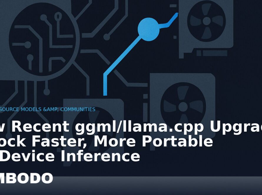Illustration for the Kimbodo News & Research briefing “How Recent ggml/llama.cpp Upgrades Unlock Faster, More Portable On‑Device Inference” (Open-Source Models & Communities).