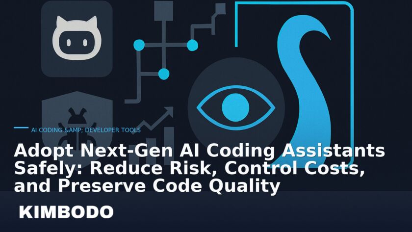 Illustration for the Kimbodo News & Research briefing “Adopt Next‑Gen AI Coding Assistants Safely: Reduce Risk, Control Costs, and Preserve Code Quality” (AI Coding & Developer Tools).