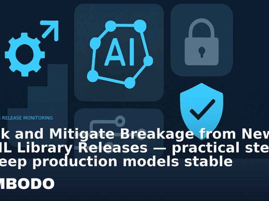 Illustration for the Kimbodo News & Research briefing “Track and Mitigate Breakage from New AI/ML Library Releases — practical steps to keep production models stable” (GitHub Release Monitoring).