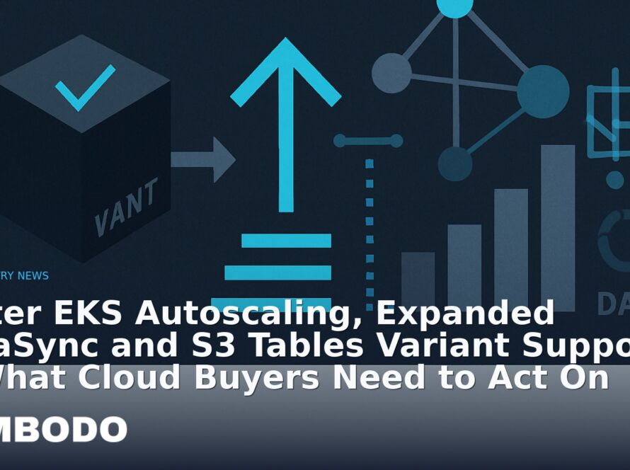 Illustration for the Kimbodo News & Research briefing “Faster EKS Autoscaling, Expanded DataSync and S3 Tables Variant Support — What Cloud Buyers Need to Act On” (Industry News).