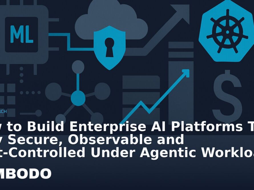 Illustration for the Kimbodo News & Research briefing “How to Build Enterprise AI Platforms That Stay Secure, Observable and Cost-Controlled Under Agentic Workloads” (Research).