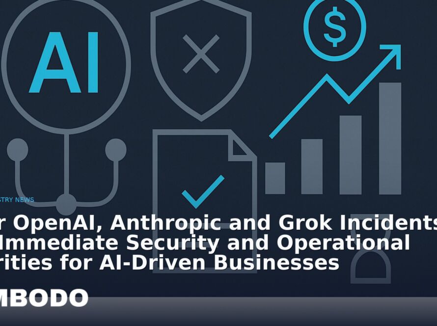 Illustration for the Kimbodo News & Research briefing “After OpenAI, Anthropic and Grok Incidents — The Immediate Security and Operational Priorities for AI-Driven Businesses” (AI Industry News).