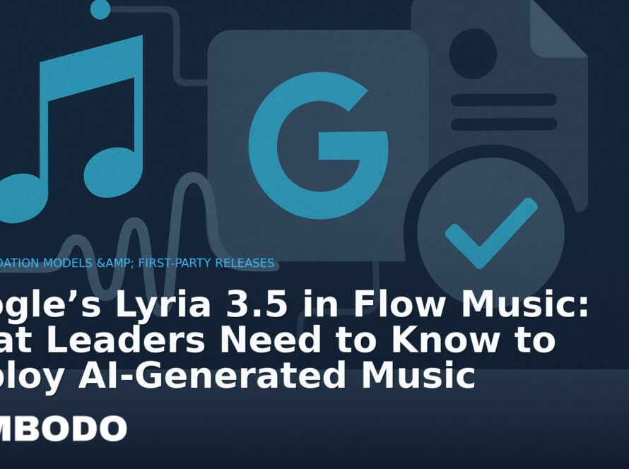 Illustration for the Kimbodo News & Research briefing “Google’s Lyria 3.5 in Flow Music: What Leaders Need to Know to Deploy AI-Generated Music” (Foundation Models & First-Party Releases).
