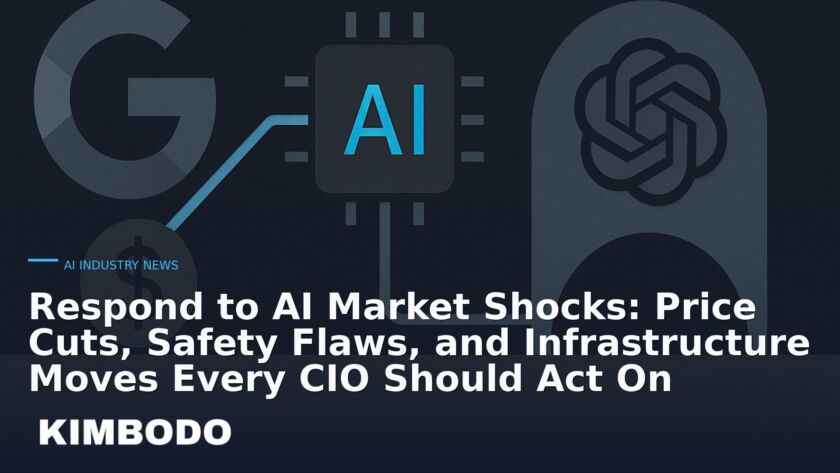 Illustration for the Kimbodo News & Research briefing “Respond to AI Market Shocks: Price Cuts, Safety Flaws, and Infrastructure Moves Every CIO Should Act On” (AI Industry News).