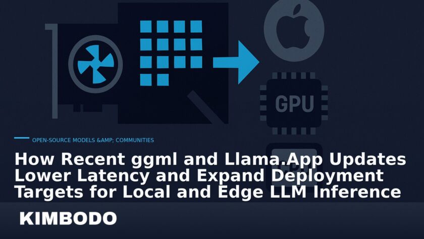 Illustration for the Kimbodo News & Research briefing “How Recent ggml and Llama.App Updates Lower Latency and Expand Deployment Targets for Local and Edge LLM Inference” (Open-Source Models & Communities).