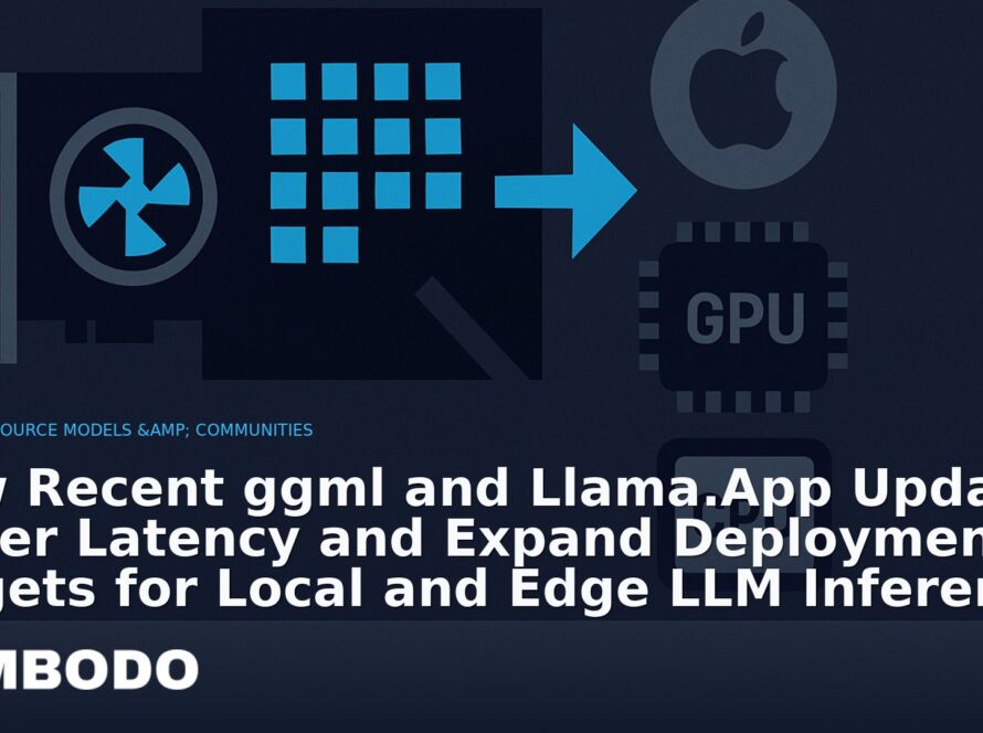 Illustration for the Kimbodo News & Research briefing “How Recent ggml and Llama.App Updates Lower Latency and Expand Deployment Targets for Local and Edge LLM Inference” (Open-Source Models & Communities).