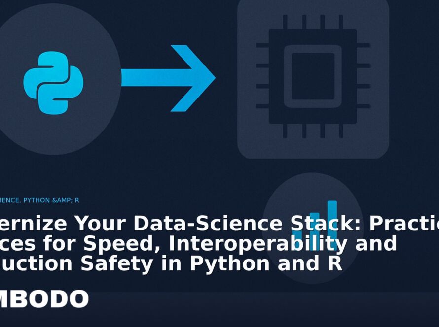 Illustration for the Kimbodo News & Research briefing “Modernize Your Data-Science Stack: Practical Choices for Speed, Interoperability and Production Safety in Python and R” (Data Science, Python & R).