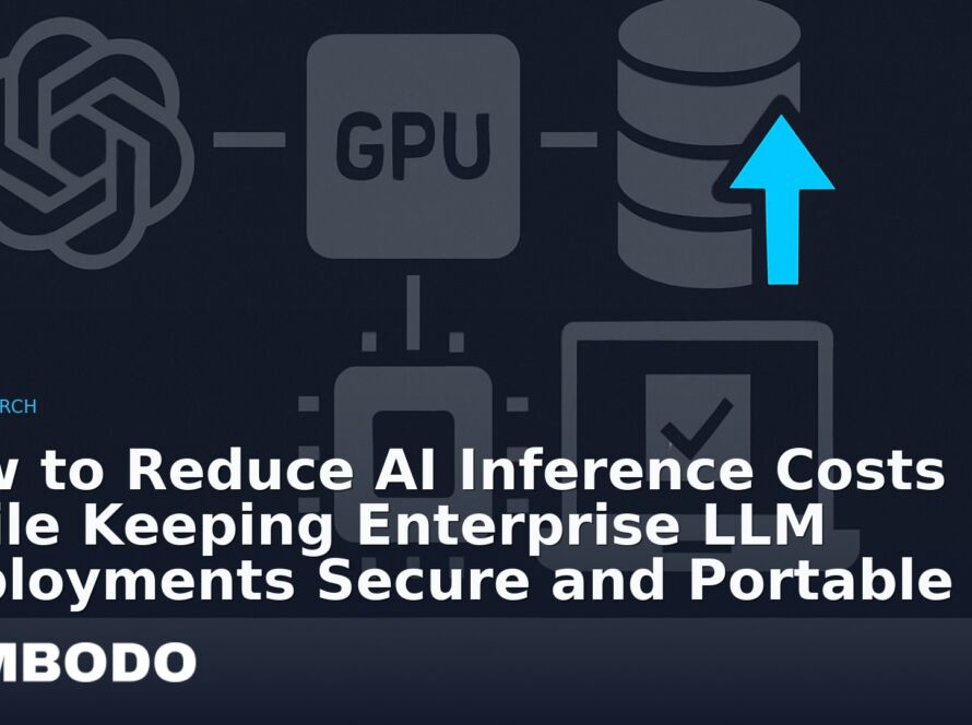 Illustration for the Kimbodo News & Research briefing “How to Reduce AI Inference Costs While Keeping Enterprise LLM Deployments Secure and Portable” (Research).