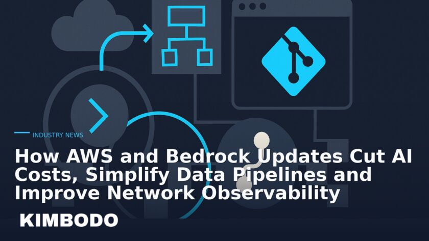 Illustration for the Kimbodo News & Research briefing “How AWS and Bedrock Updates Cut AI Costs, Simplify Data Pipelines and Improve Network Observability” (Industry News).