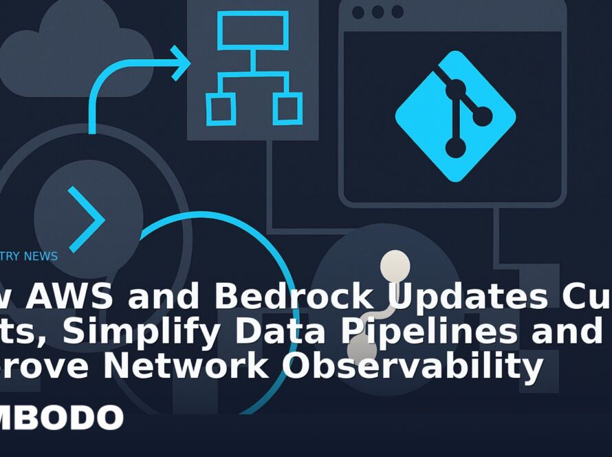 Illustration for the Kimbodo News & Research briefing “How AWS and Bedrock Updates Cut AI Costs, Simplify Data Pipelines and Improve Network Observability” (Industry News).