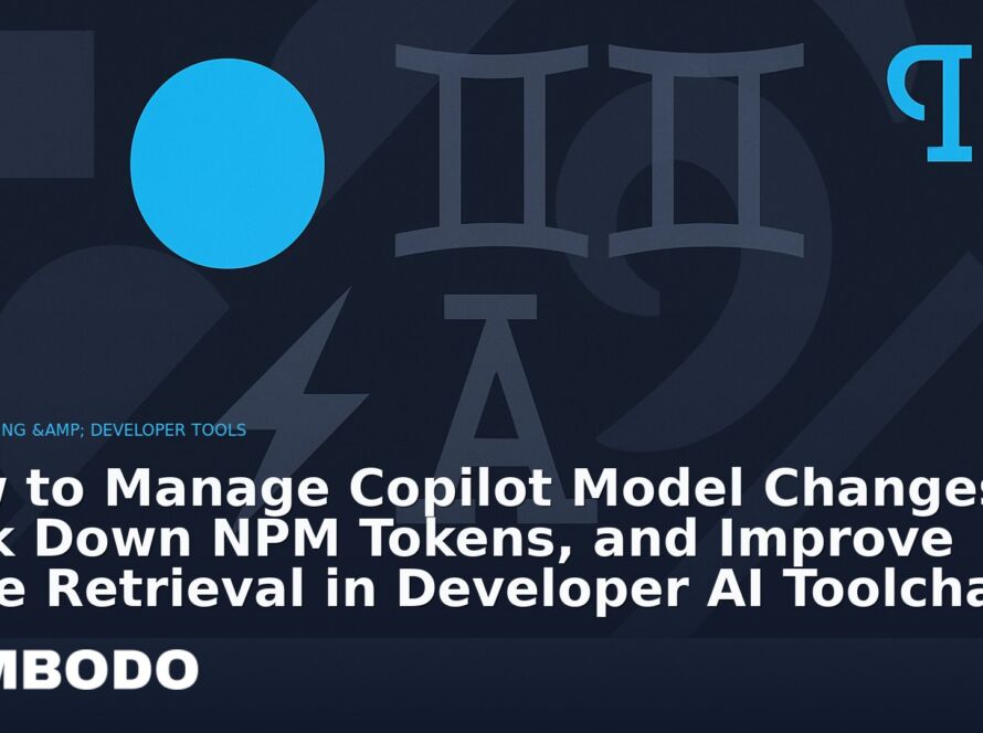 Illustration for the Kimbodo News & Research briefing “How to Manage Copilot Model Changes, Lock Down NPM Tokens, and Improve Code Retrieval in Developer AI Toolchains” (AI Coding & Developer Tools).