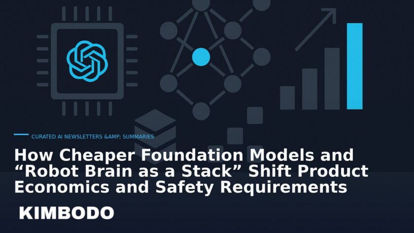 Illustration for the Kimbodo News & Research briefing “How Cheaper Foundation Models and “Robot Brain as a Stack” Shift Product Economics and Safety Requirements” (Curated AI Newsletters & Summaries).