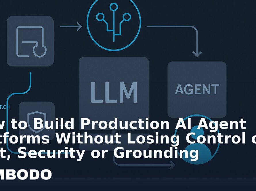 Illustration for the Kimbodo News & Research briefing “How to Build Production AI Agent Platforms Without Losing Control of Cost, Security or Grounding” (Research).