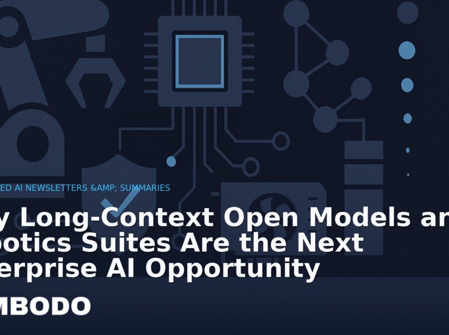 Illustration for the Kimbodo News & Research briefing “Why Long‑Context Open Models and Robotics Suites Are the Next Enterprise AI Opportunity” (Curated AI Newsletters & Summaries).