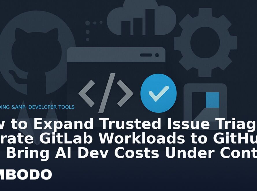 Illustration for the Kimbodo News & Research briefing “How to Expand Trusted Issue Triage, Migrate GitLab Workloads to GitHub, and Bring AI Dev Costs Under Control” (AI Coding & Developer Tools).