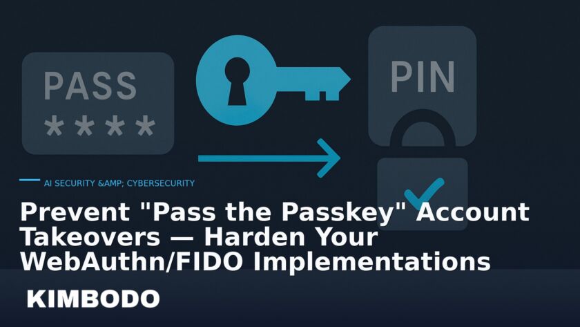 Illustration for the Kimbodo News & Research briefing “Prevent "Pass the Passkey" Account Takeovers — Harden Your WebAuthn/FIDO Implementations” (AI Security & Cybersecurity).