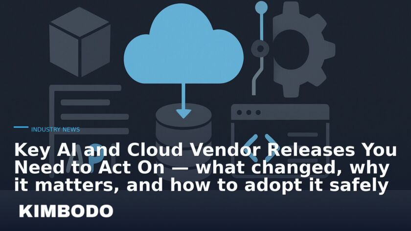 Illustration for the Kimbodo News & Research briefing “Key AI and Cloud Vendor Releases You Need to Act On — what changed, why it matters, and how to adopt it safely” (Industry News).