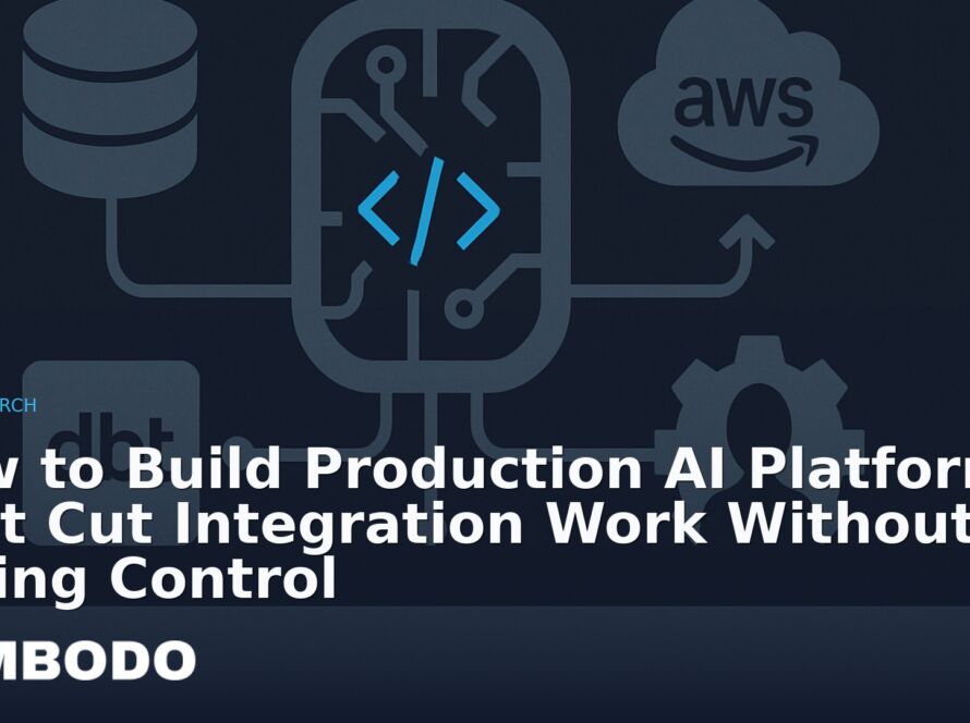 Illustration for the Kimbodo News & Research briefing “How to Build Production AI Platforms That Cut Integration Work Without Losing Control” (Research).