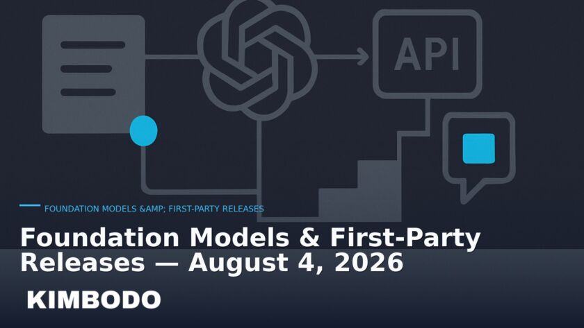 Illustration for the Kimbodo News & Research briefing “Foundation Models & First-Party Releases — August 4, 2026” (Foundation Models & First-Party Releases).