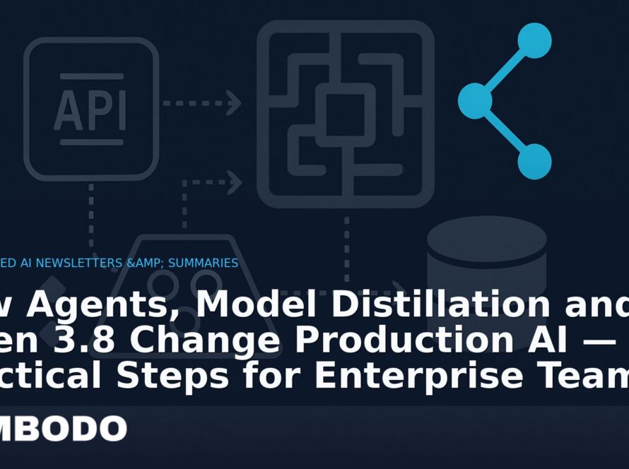 Illustration for the Kimbodo News & Research briefing “How Agents, Model Distillation and Qwen 3.8 Change Production AI — Practical Steps for Enterprise Teams” (Curated AI Newsletters & Summaries).