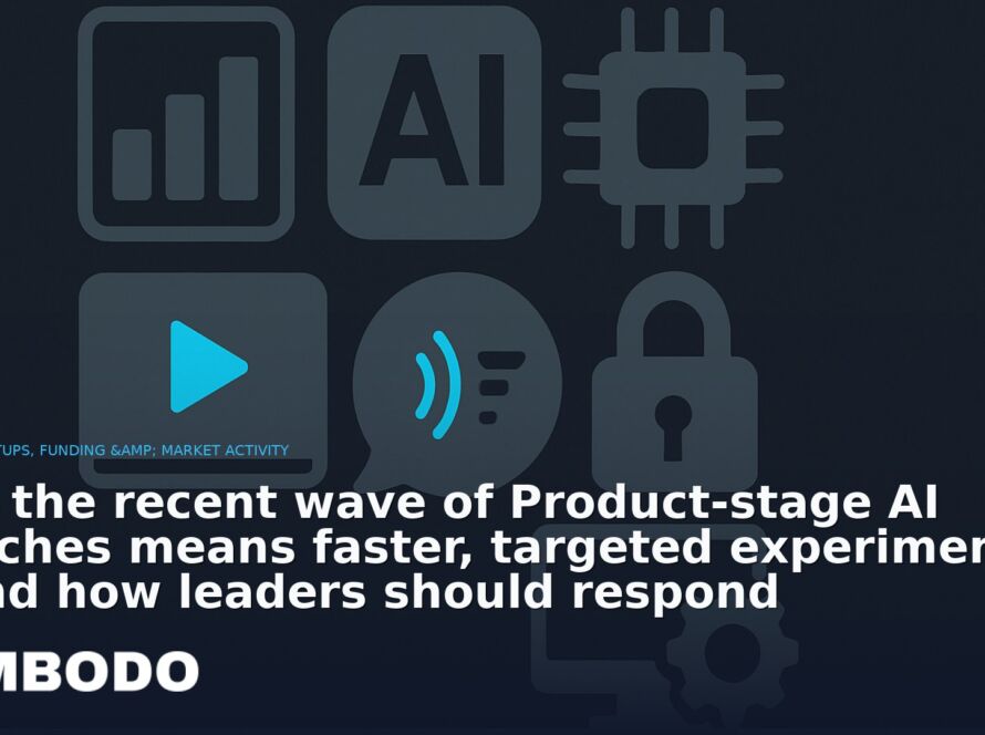 Illustration for the Kimbodo News & Research briefing “Why the recent wave of Product‑stage AI launches means faster, targeted experiments — and how leaders should respond” (AI Startups, Funding & Market Activity).