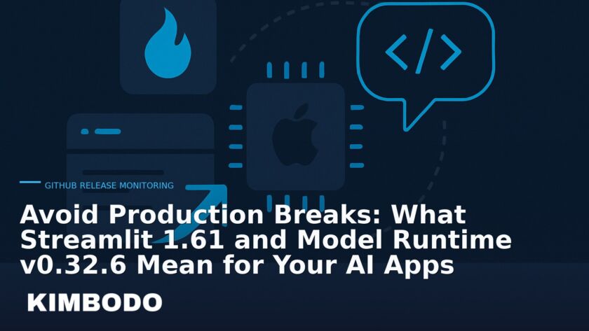 Illustration for the Kimbodo News & Research briefing “Avoid Production Breaks: What Streamlit 1.61 and Model Runtime v0.32.6 Mean for Your AI Apps” (GitHub Release Monitoring).