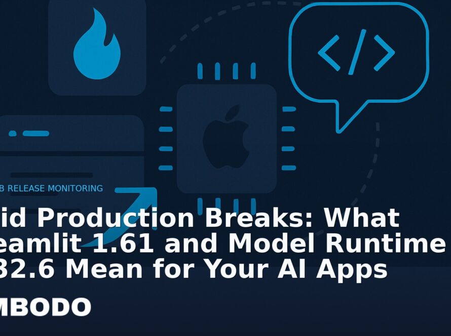 Illustration for the Kimbodo News & Research briefing “Avoid Production Breaks: What Streamlit 1.61 and Model Runtime v0.32.6 Mean for Your AI Apps” (GitHub Release Monitoring).