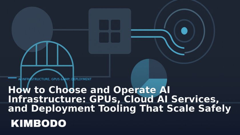 Illustration for the Kimbodo News & Research briefing “How to Choose and Operate AI Infrastructure: GPUs, Cloud AI Services, and Deployment Tooling That Scale Safely” (AI Infrastructure, GPUs & Deployment).