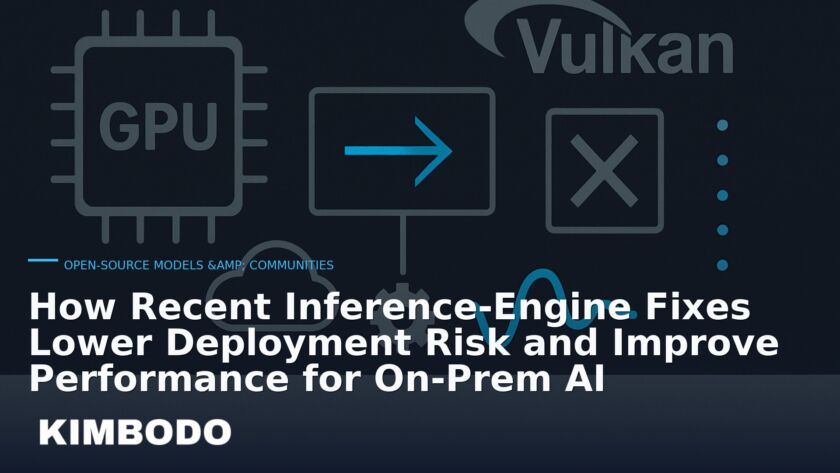 Illustration for the Kimbodo News & Research briefing “How Recent Inference-Engine Fixes Lower Deployment Risk and Improve Performance for On‑Prem AI” (Open-Source Models & Communities).