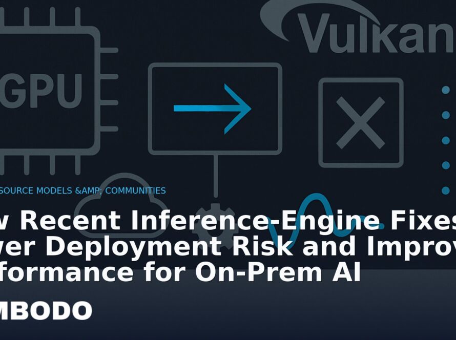Illustration for the Kimbodo News & Research briefing “How Recent Inference-Engine Fixes Lower Deployment Risk and Improve Performance for On‑Prem AI” (Open-Source Models & Communities).