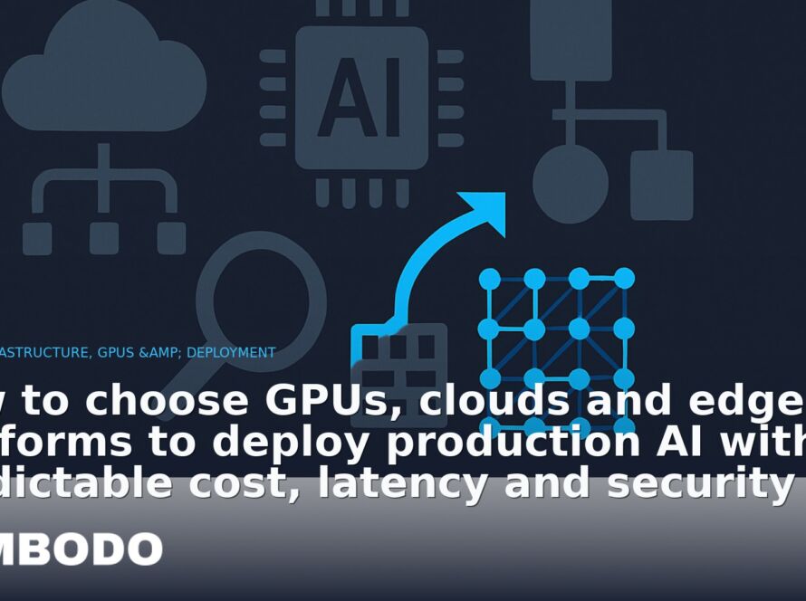 Illustration for the Kimbodo News & Research briefing “How to choose GPUs, clouds and edge platforms to deploy production AI with predictable cost, latency and security” (AI Infrastructure, GPUs & Deployment).