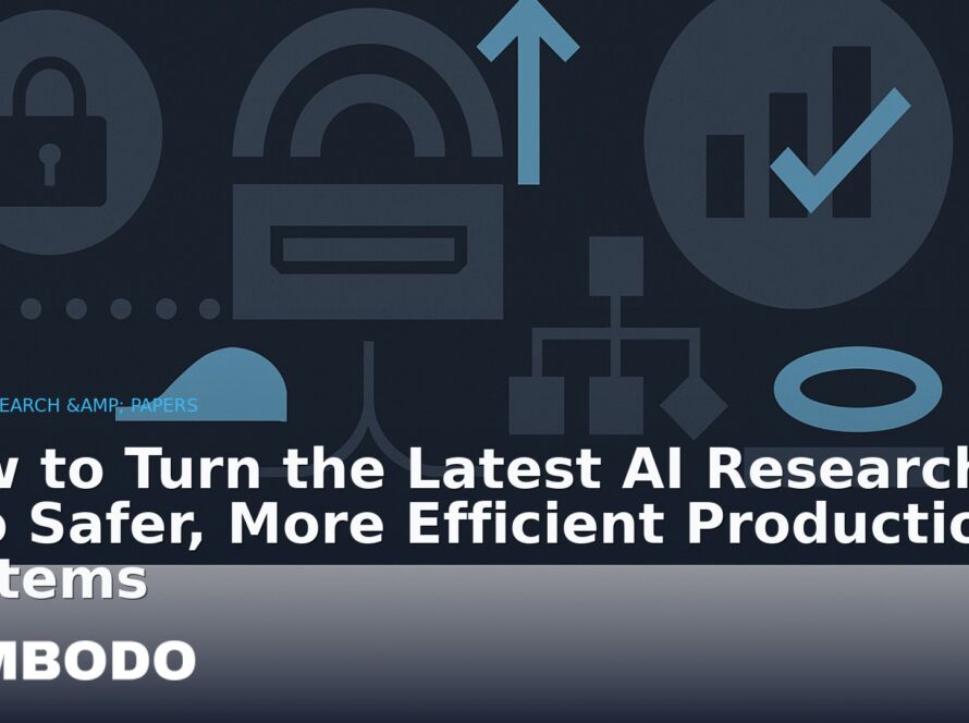 Illustration for the Kimbodo News & Research briefing “How to Turn the Latest AI Research into Safer, More Efficient Production Systems” (AI Research & Papers).