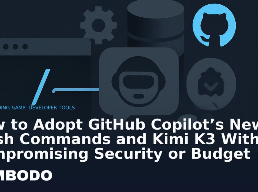Illustration for the Kimbodo News & Research briefing “How to Adopt GitHub Copilot’s New Slash Commands and Kimi K3 Without Compromising Security or Budget” (AI Coding & Developer Tools).