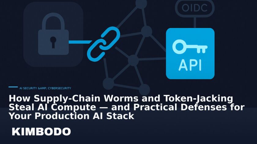 Illustration for the Kimbodo News & Research briefing “How Supply‑Chain Worms and Token‑Jacking Steal AI Compute — and Practical Defenses for Your Production AI Stack” (AI Security & Cybersecurity).