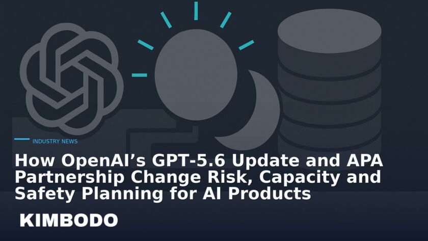 Illustration for the Kimbodo News & Research briefing “How OpenAI’s GPT‑5.6 Update and APA Partnership Change Risk, Capacity and Safety Planning for AI Products” (Industry News).