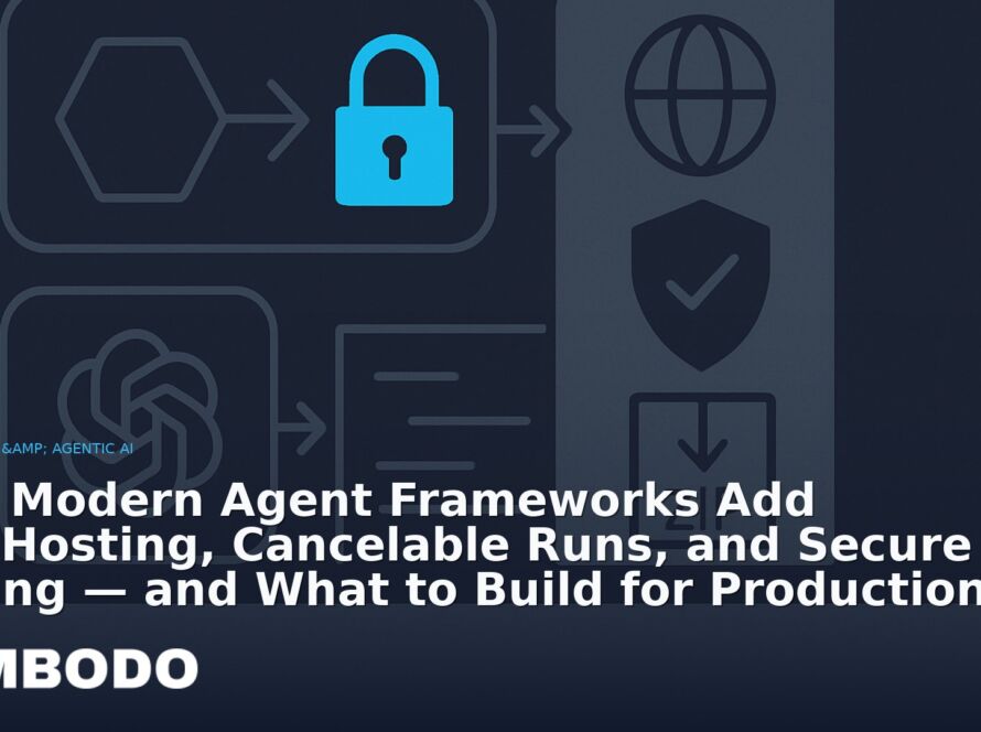 Illustration for the Kimbodo News & Research briefing “How Modern Agent Frameworks Add Self‑Hosting, Cancelable Runs, and Secure Tooling — and What to Build for Production” (Agents & Agentic AI).
