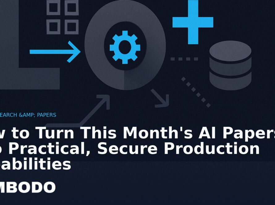 Illustration for the Kimbodo News & Research briefing “How to Turn This Month's AI Papers into Practical, Secure Production Capabilities” (AI Research & Papers).