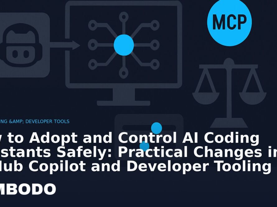 Illustration for the Kimbodo News & Research briefing “How to Adopt and Control AI Coding Assistants Safely: Practical Changes in GitHub Copilot and Developer Tooling” (AI Coding & Developer Tools).