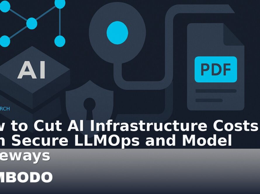 Illustration for the Kimbodo News & Research briefing “How to Cut AI Infrastructure Costs with Secure LLMOps and Model Gateways” (Research).