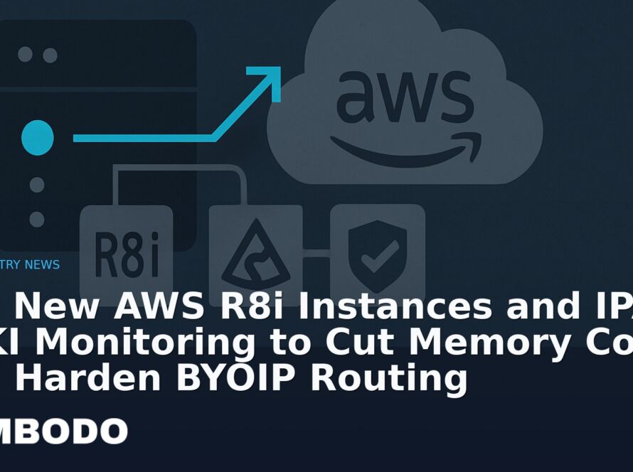 Illustration for the Kimbodo News & Research briefing “Use New AWS R8i Instances and IPAM RPKI Monitoring to Cut Memory Costs and Harden BYOIP Routing” (Industry News).