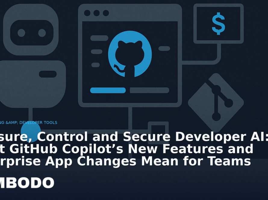 Illustration for the Kimbodo News & Research briefing “Measure, Control and Secure Developer AI: What GitHub Copilot’s New Features and Enterprise App Changes Mean for Teams” (AI Coding & Developer Tools).