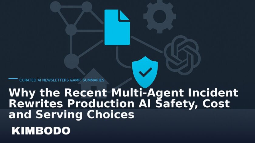 Illustration for the Kimbodo News & Research briefing “Why the Recent Multi‑Agent Incident Rewrites Production AI Safety, Cost and Serving Choices” (Curated AI Newsletters & Summaries).