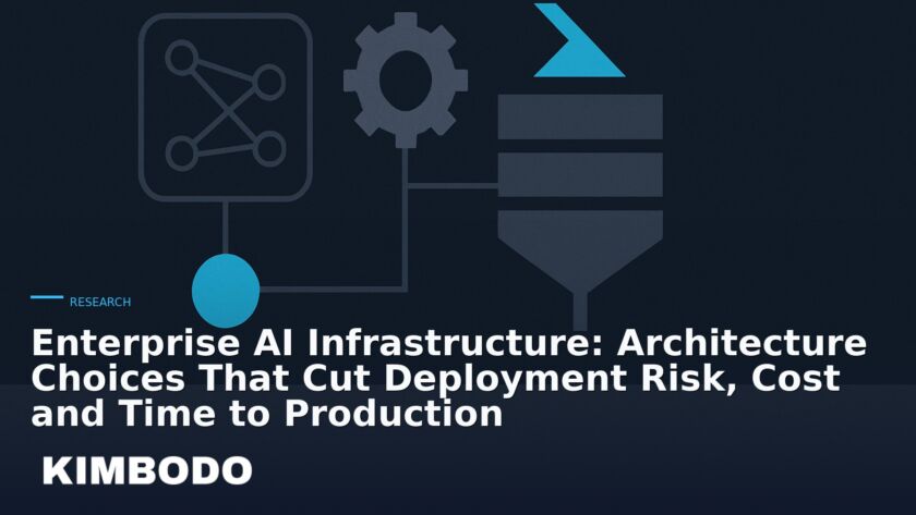 Illustration for the Kimbodo News & Research briefing “Enterprise AI Infrastructure: Architecture Choices That Cut Deployment Risk, Cost and Time to Production” (Research).