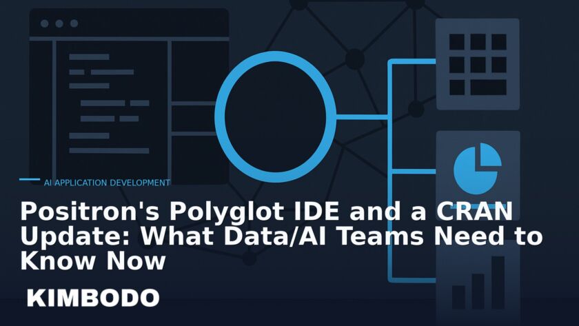 Illustration for the Kimbodo News & Research briefing “Positron's Polyglot IDE and a CRAN Update: What Data/AI Teams Need to Know Now” (AI Application Development).