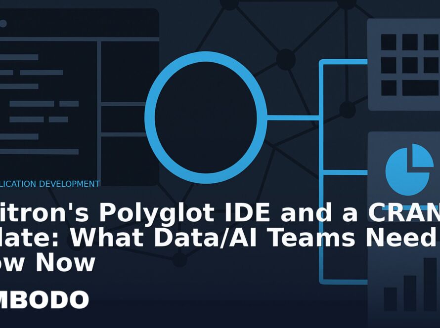 Illustration for the Kimbodo News & Research briefing “Positron's Polyglot IDE and a CRAN Update: What Data/AI Teams Need to Know Now” (AI Application Development).