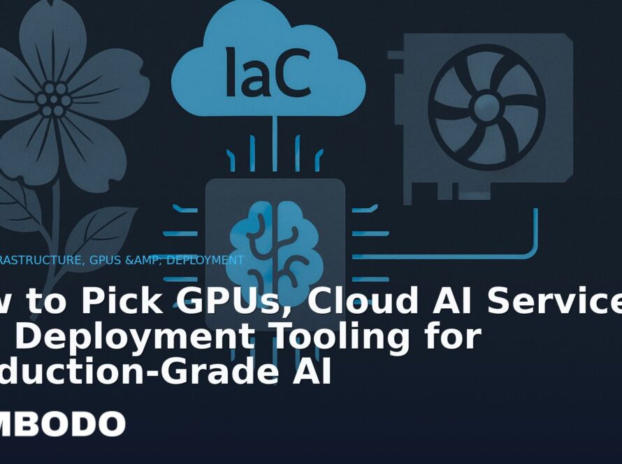 Illustration for the Kimbodo News & Research briefing “How to Pick GPUs, Cloud AI Services and Deployment Tooling for Production-Grade AI” (AI Infrastructure, GPUs & Deployment).